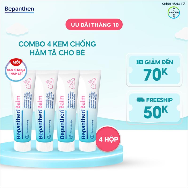 Bộ 4 tuýp kem chống hăm Bepanthen Balm dạng kem mỡ 30g/tuýp