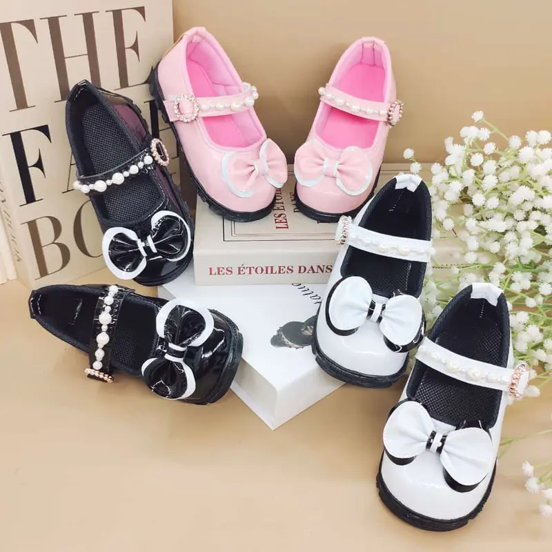 Sabreena Sepatu Balet Pantofel Anak Perempuan Pita Mutiara Untuk Bayi Usia 1-6 Tahun 0
