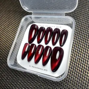 Press On Nail Kuku Palsu Cat Eye Handmade Bukan Pabrikan Kutek Gel Tahan Lama