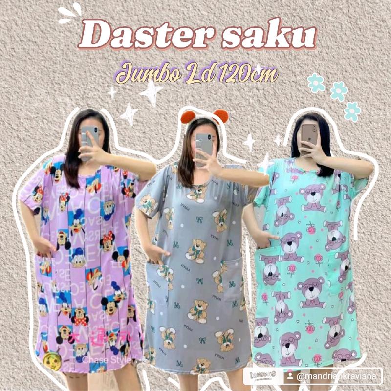 (part1) Daster saku jumbo XXXL Daster kaos Ld 120cm 0