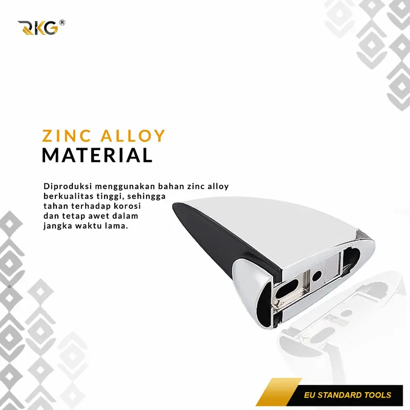 RKG Bracket Ambalan Kaca Tebal Duckbill Glass Clamp Zinc Alloy 1
