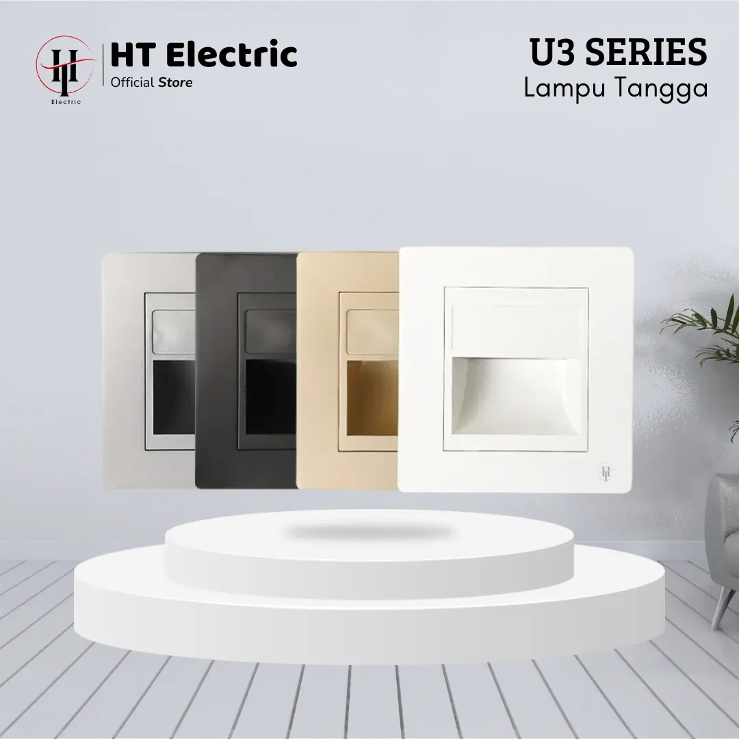 HT Electric Lampu Tangga U3 Series LED 3W Tanam Dinding Minimalis Waterproof untuk Tangga, Tembok, Garasi, dan Koridor