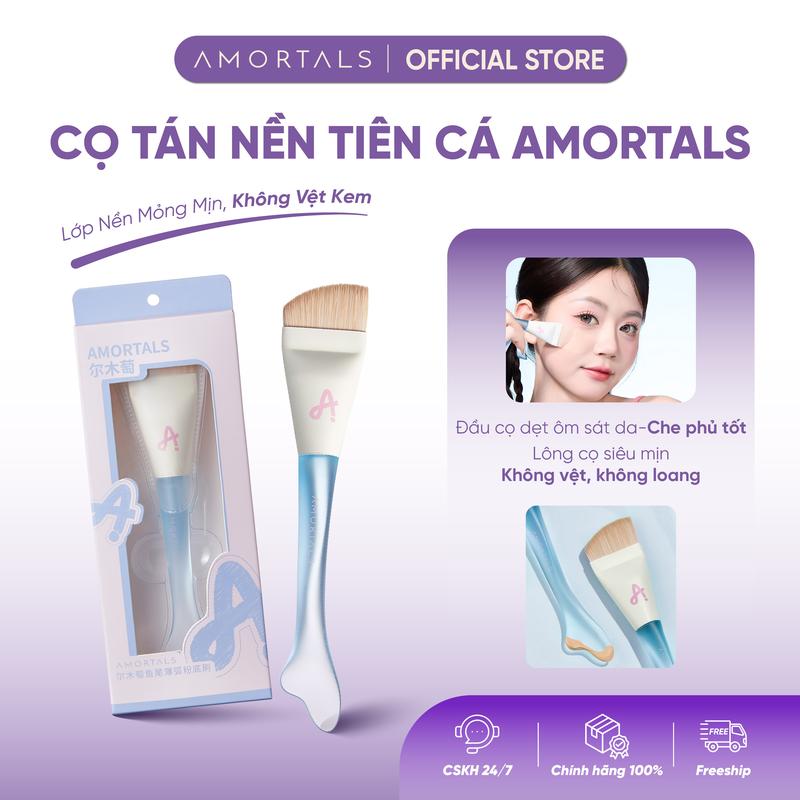《AMORTALS 》Cọ Tán Nền Amortals Tiên Cá Mỹ Nhân Ngư, Cọ Tán Kem Nền Vát Chéo, Đầu Mỏng, Dẹt Tán Kem Mượt Mà, Không Vệt Dễ Thao Tác Tạo Lớp Nền Mỏng Nhẹ Mịn Màng Đều Màu, Chuyên Nền Cushion Tiết Kiệm Kem Nền