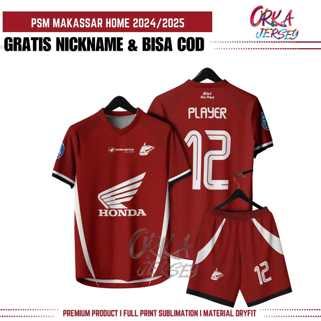 Jersey PSM  2024/2025 premium terbaru full printing gratis pasang nama dan nomor punggung Olahraga Olahraga Pakaian Sport