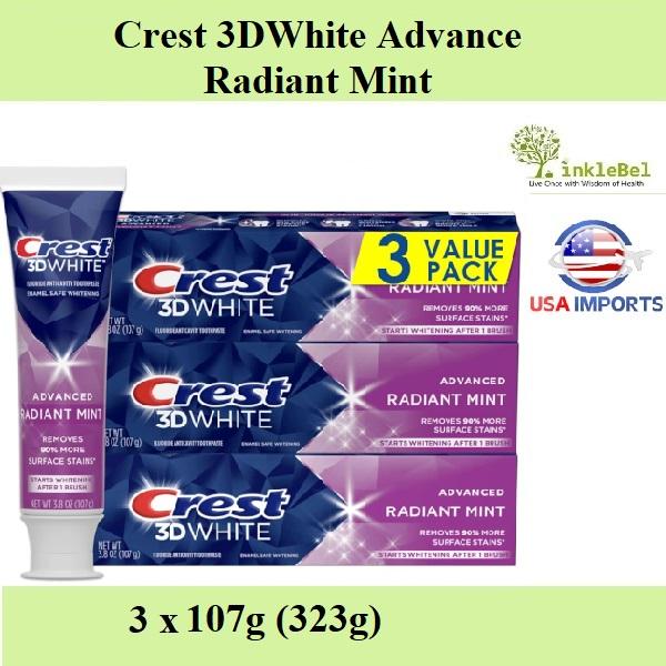 Crest 3D White Advanced Teeth Whitening Toothpaste, Radiant Mint ...