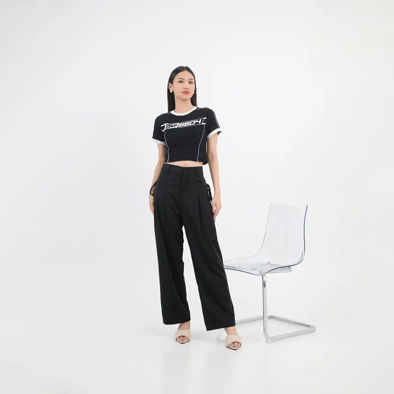 Y2K Patched Stripe Croptop / Baju Crop Top / Atasan Wanita Kekinian 2