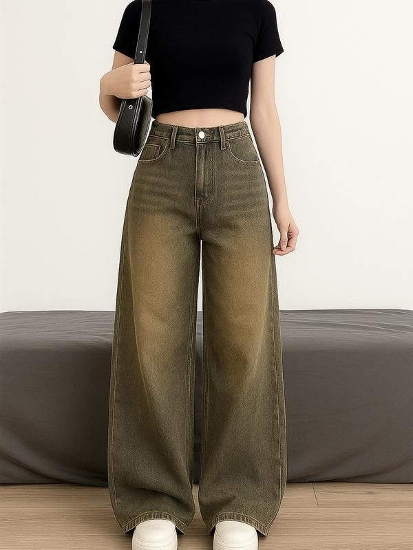 DEAL XẢ KÈM QUÀ Quần Jean Màu Bụi Hottrend 2025 Form Xuông Ống Rộng Cạp Cao Hack Dáng Lưng Cao