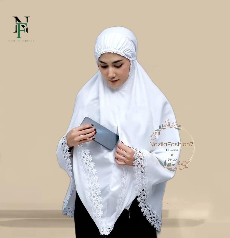 Product Introduction of Bergo Umroh Dan Haji Bersaku Renda ziper Katun Premium 1
