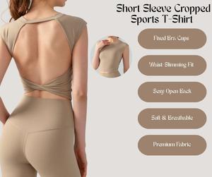 Sexy Open-Back Yoga Top with Built-in Bra – Cropped Fit, Waist-Slimming Design, Soft & Stretchy [YA45]