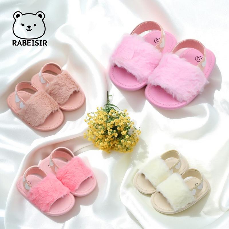 Dép Xăng Đan Cho Em Bé Gái, Họa Tiết Tình Yêu Xù Lông, Không Trơn Trượt, Dép Ngoài Trời, Thoải Mái, Giày Đi Bộ Cho Trẻ Mới Biết Đi, Thích Hợp Cho Mùa Thu Và Mùa Đông