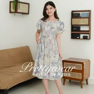 Begonia Dress Busui Bumil Dress Murah Daster Kekinian Premium Kancing Katun Rayon Bunga Polka Dot Setrip