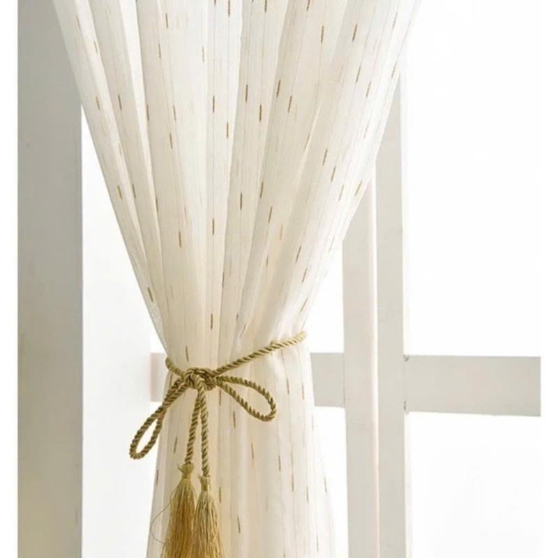 Rèm VOAN trắng lụa đính hoa văn HẠT MƯA VÀNG rèm cửa sổ Loại 1 vải trang trí decor phòng RÈM SPA