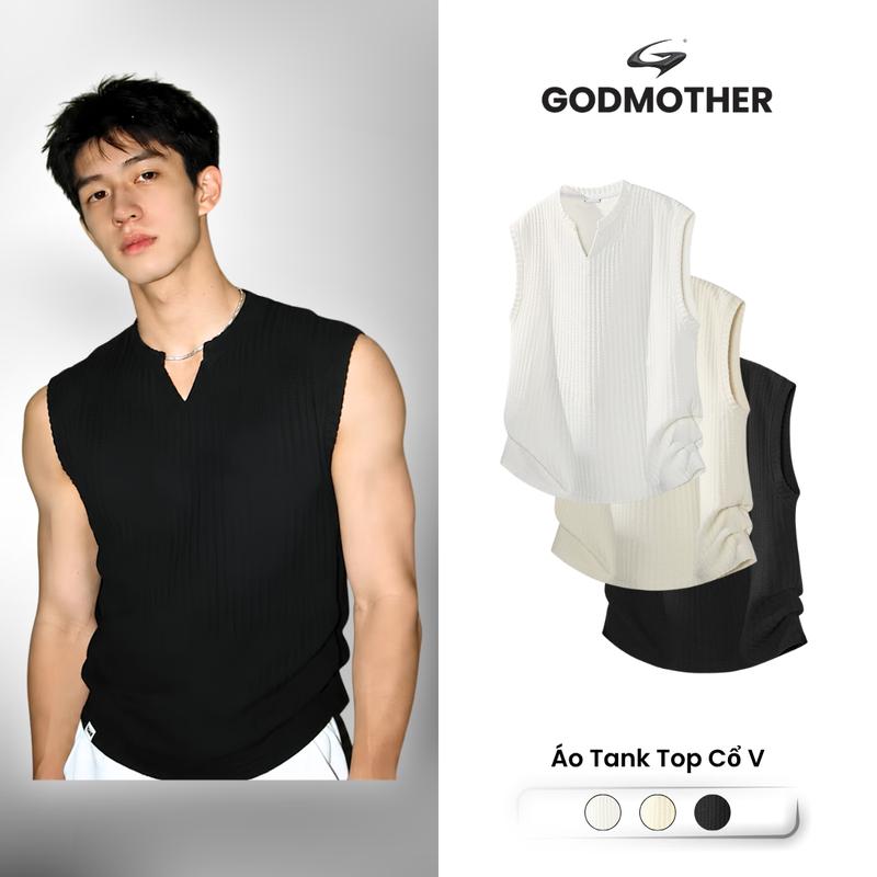 Áo TankTop GODMOTHER Áo Ba Lỗ Cổ V Trơn Basic Tôn Dáng Body Vải Thoáng Mát…