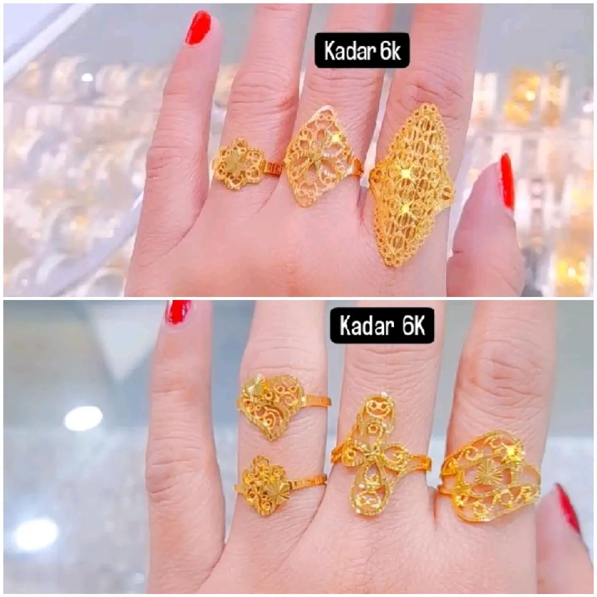 Cincin Model Kerawang Kadar 6K dengan Desain Unik