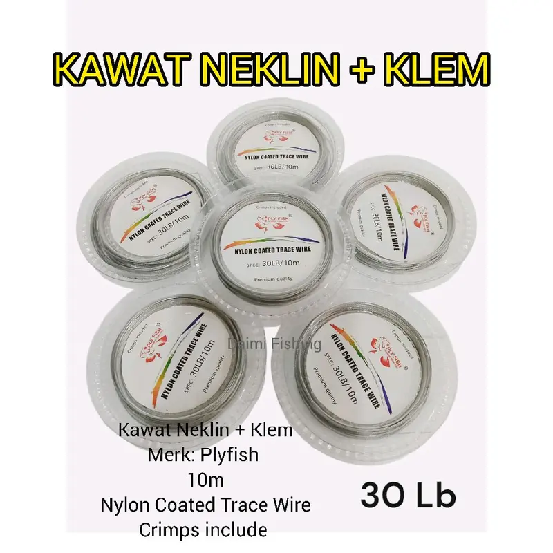 Neklin PLYFISH Kawat Pancing Nylon Coated Wire 10m Termasuk Klem 2
