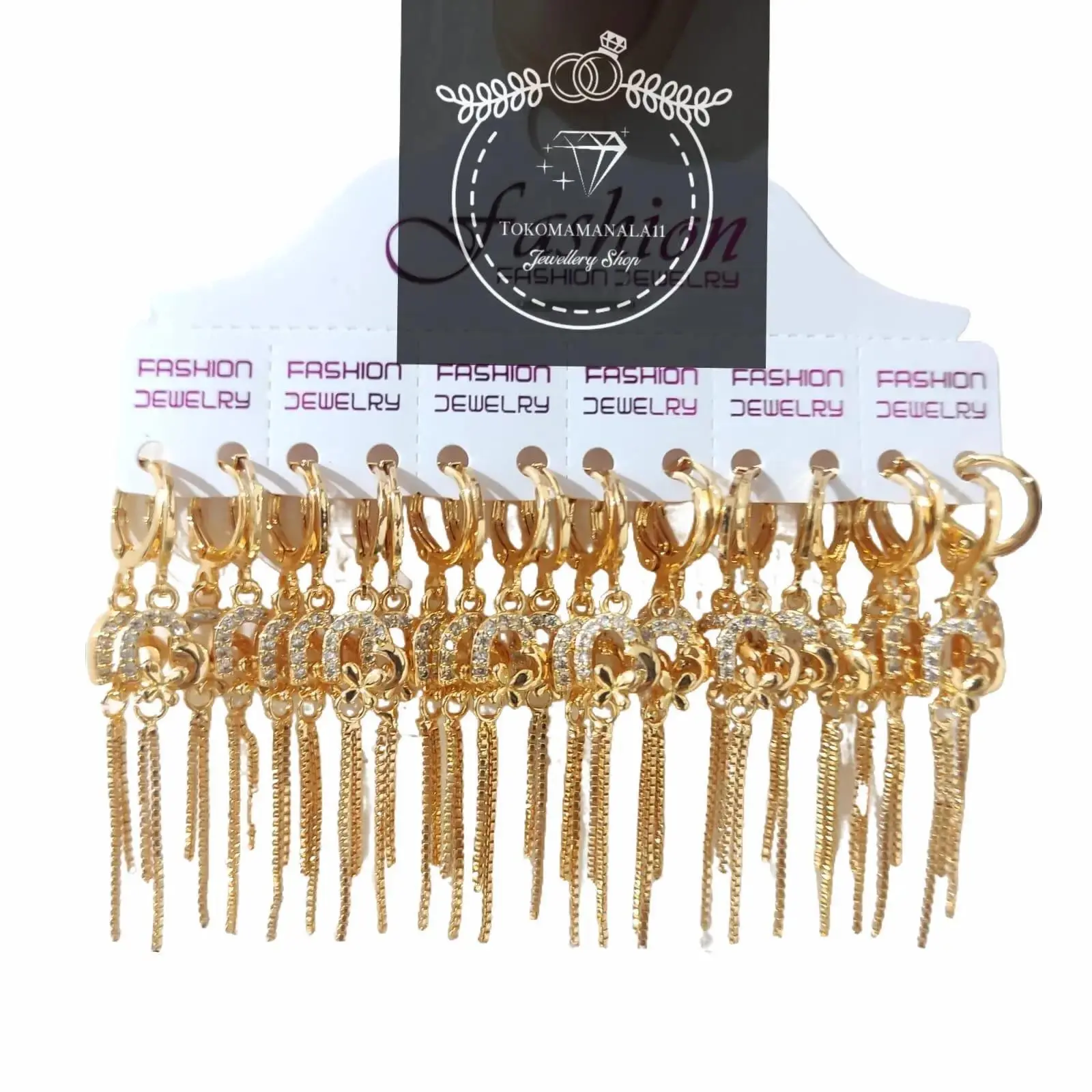 TERLARISSS Anting Bahagia Jepit Jurai Love Permata BISA COD ( BAYAR DI TEMPAT ) Perhiasan Earrings Putri harian anting-anting Perak Emas