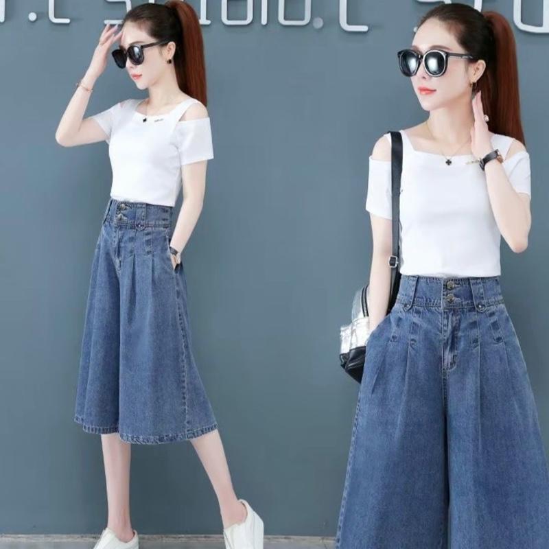 [ Mã Mới ]  Quần Jean Nữ Ống Lửng Ống Rộng Chất Liệu Jean Giấy Cạp Khoá Phối Chun Sau Mặc Thoải Mái Dễ Chịu Phù Hợp Với Mọi Vóc Dáng