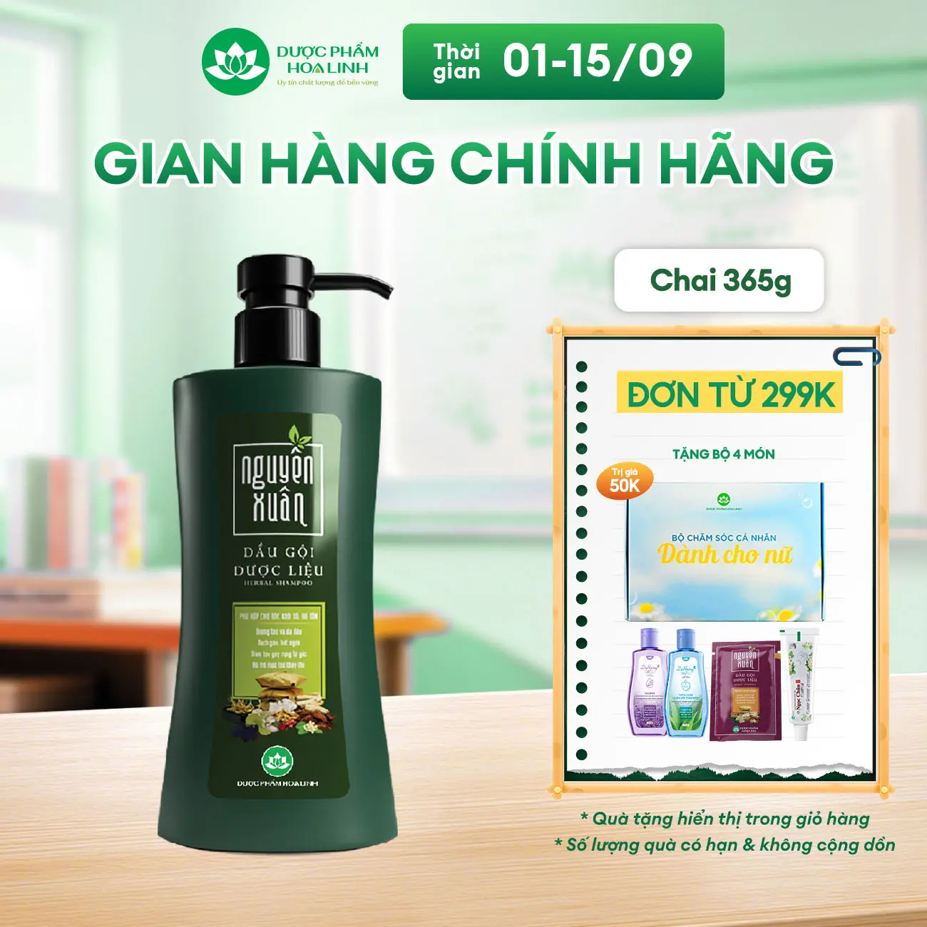 Dầu Gội Dược Liệu Nguyên Xuân Xanh Dưỡng Tóc 400g - Dành cho tóc khô xơ, hư tổn