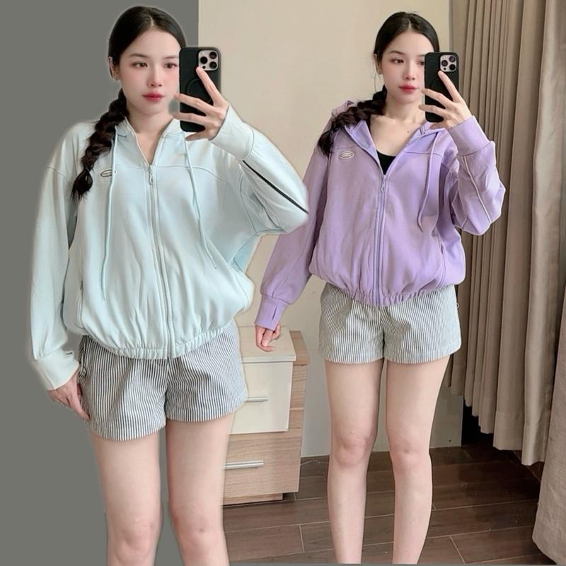  Áo Khoác cotton Điều Hoà Cao Cấp  Thoáng Mát Chạy Viền Sọc Phía Sau _ShierShop Jacket Nữ Women Top Dài Tay 
