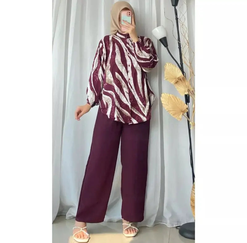SETELAN WANITA MOTIF SALUR MALIKA // ONE SET WANITA TERBARU // SET PENJAMAS KEKINIAN TERMURAH 3