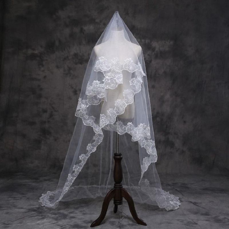 Product Introduction of 3M Bridal Veil Wedding Dress Accessories Bridal Wedding Tiara Wedding White Lace Flower Veil Party Hair Accessories 28