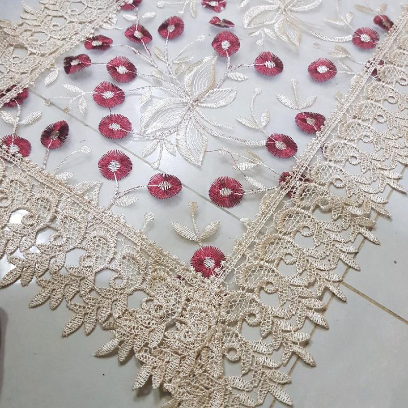 taplak meja ruang tamu mewah ukuran 100 x 40cm rajutan bordir 8