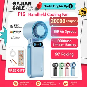 [Gift] JAMAY F16 Kipas Angin Cooling Fan High-Speed Fan Portable Mini HandHeld Turbo Fans USB Rechargeable 199 Gear Strong Wind Speed Digital Display Adjustable 135°Folding Tangan Untuk Olahraga Luar Ruangan Dan Pendinginan Cepat Handheld Fans F16