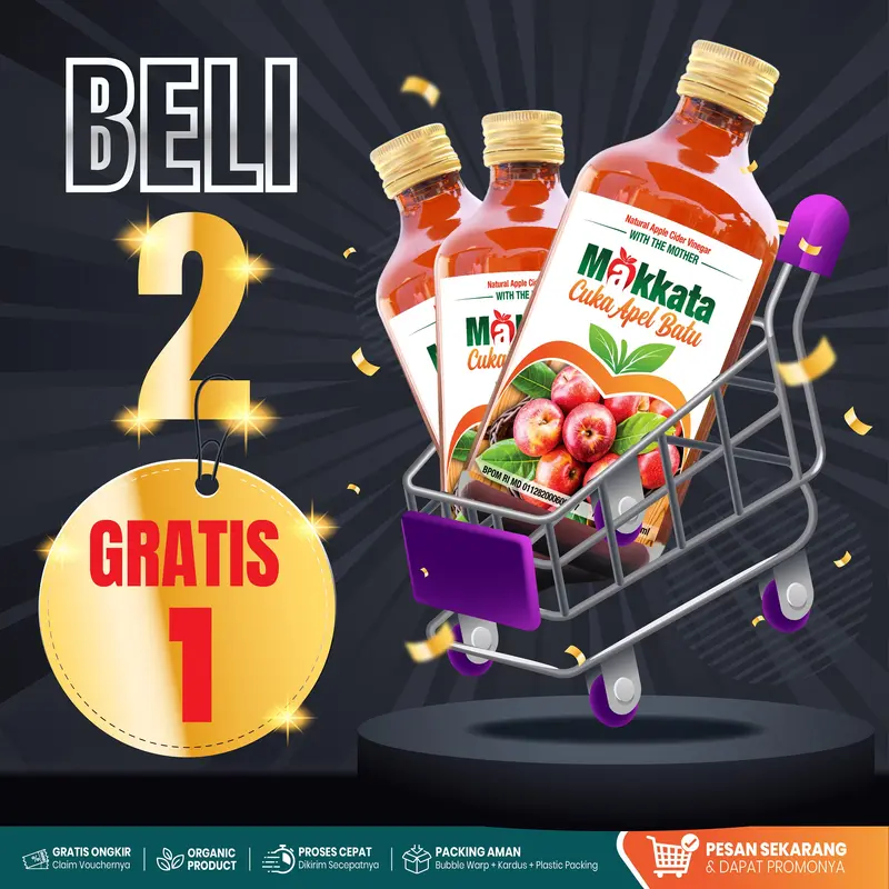 BELI 2 GRATIS 1 Cuka Apel Makkata With The Mother Organic BPOM 0