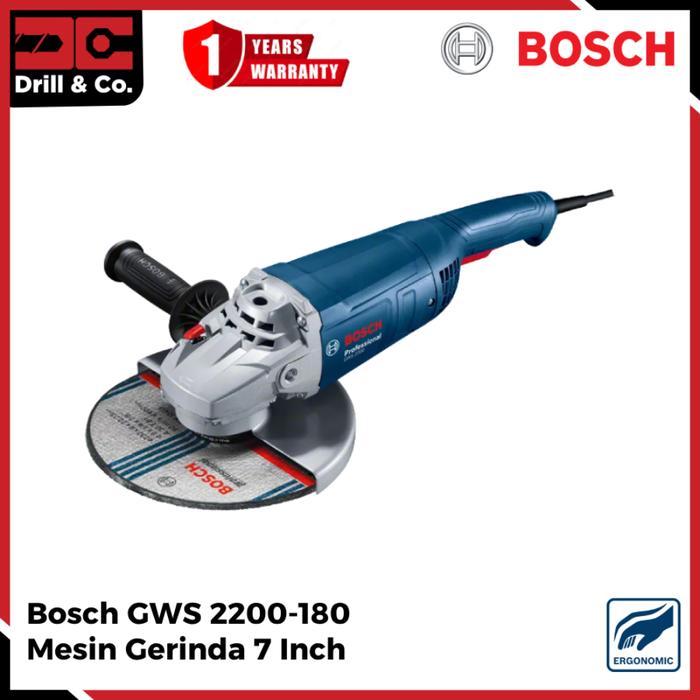 Gambar Bosch GWS 2200-180 Mesin Gerinda 7 Inch / Gerinda Tangan 7" / Angle Grinder dari Drill&Co Kota Administrasi Jakarta Barat Tokopedia