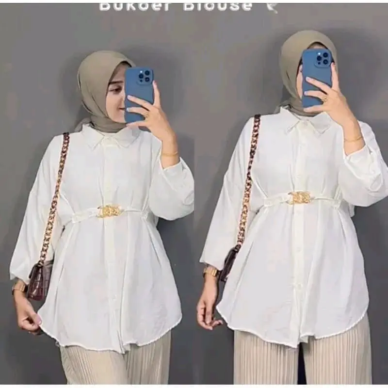 (TERMURAH BLOUSE) Melda Cringkle Kemeja Wanita Atasan Polos Korean Style Premium LD 110 120 Baju Atasan Wanita