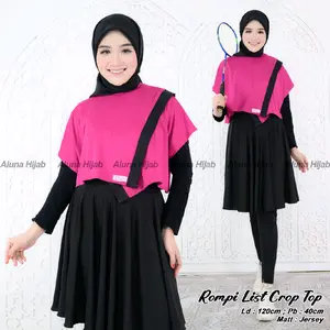rompi list hitam crop top wanita#outfit olahraga#cantik ukuran all size Sport Muslim
