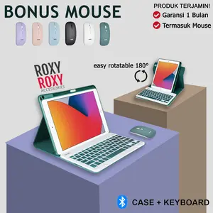 Casing Putar Ipad Air/5 | Pro 11 | Ipad Gen 7/8/9/10 FS 360 Rotary Case Keyboard With Slot Pencil Bonus Mouse