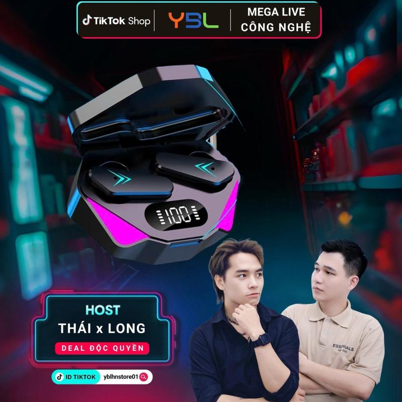   YBL X MR.THAI_TIGER  Tai nghe Bluetooth X15 mới Chơi game với màn hình Led Độ trễ cực thấp 2 Chế độ Giảm tiếng ồn Tws Tai nghe không dây dành cho chơi game có micrô 