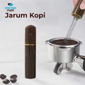 One Two Cups Jarum Kopi WDT Tool Espresso Needle Nedle Distribution Tool 82mm Brown Dark Brown  jarum Distributor pengaduk bubuk kopi espresso coffee Stirrer portaflter mesin kopi Rockpresso flair 51mm 53mm 58mm