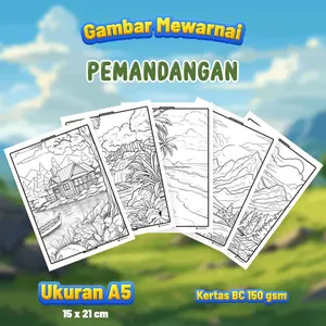 Gambar Mewarnai PEMANDANGAN Isi 20 Lembar Kertas BC Tebal