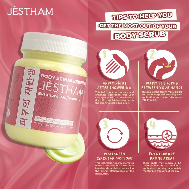 Jestham New Body Scrub Brightening - Mencerahkan Pencerah Tubuh - Lulur 3