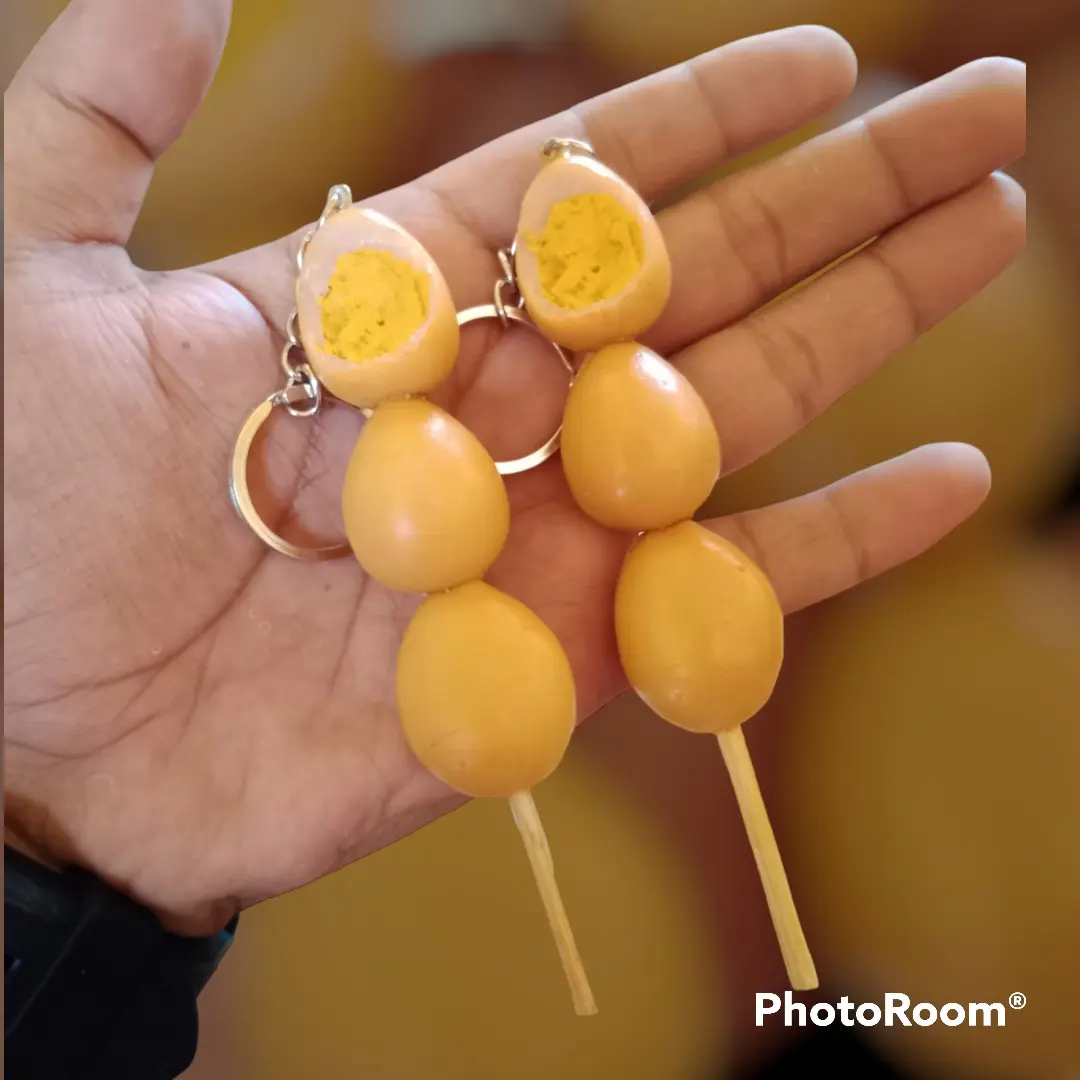 Gantungan Kunci Sate Telur Puyuh Gemak - Model Baru Hadiah Resin Rantai Keychain