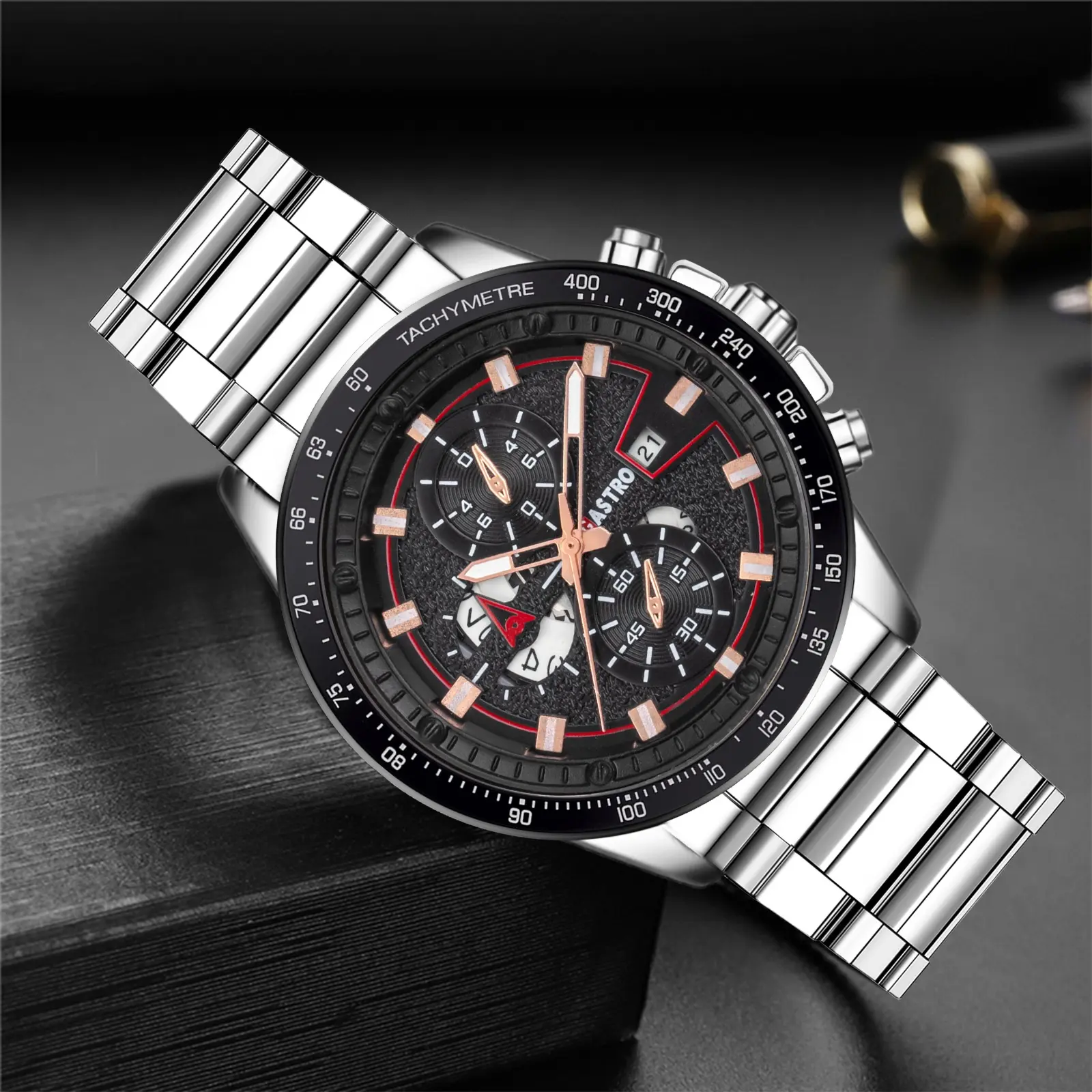 Gastro Jam Tangan Pria 11617 Rantai Stainless Steel Water Resistant 3 ATM
