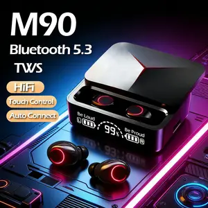 [COD]Headset bluetooth M90 TWS earphone bluetooth 5.3 wirelles HIFI Stereo Sound Music With LED Digital Display Earbud Headphone