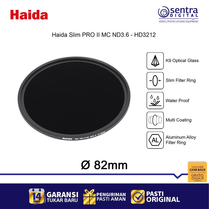 Gambar Haida Slim PRO II MC ND 3.6 Natural Density 4000x Filter 12 Stop 82mm dari Sentra Digital Kota Surabaya Tokopedia
