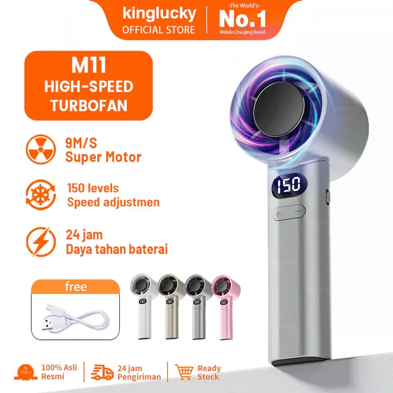 KINGLUCKY MKING LUCKY Kipas Angin Mini Portable High-speed Mini Kipas Tangan 16500RPM Dapat dilipat 120 Gear Wind Digital Display Adjustable