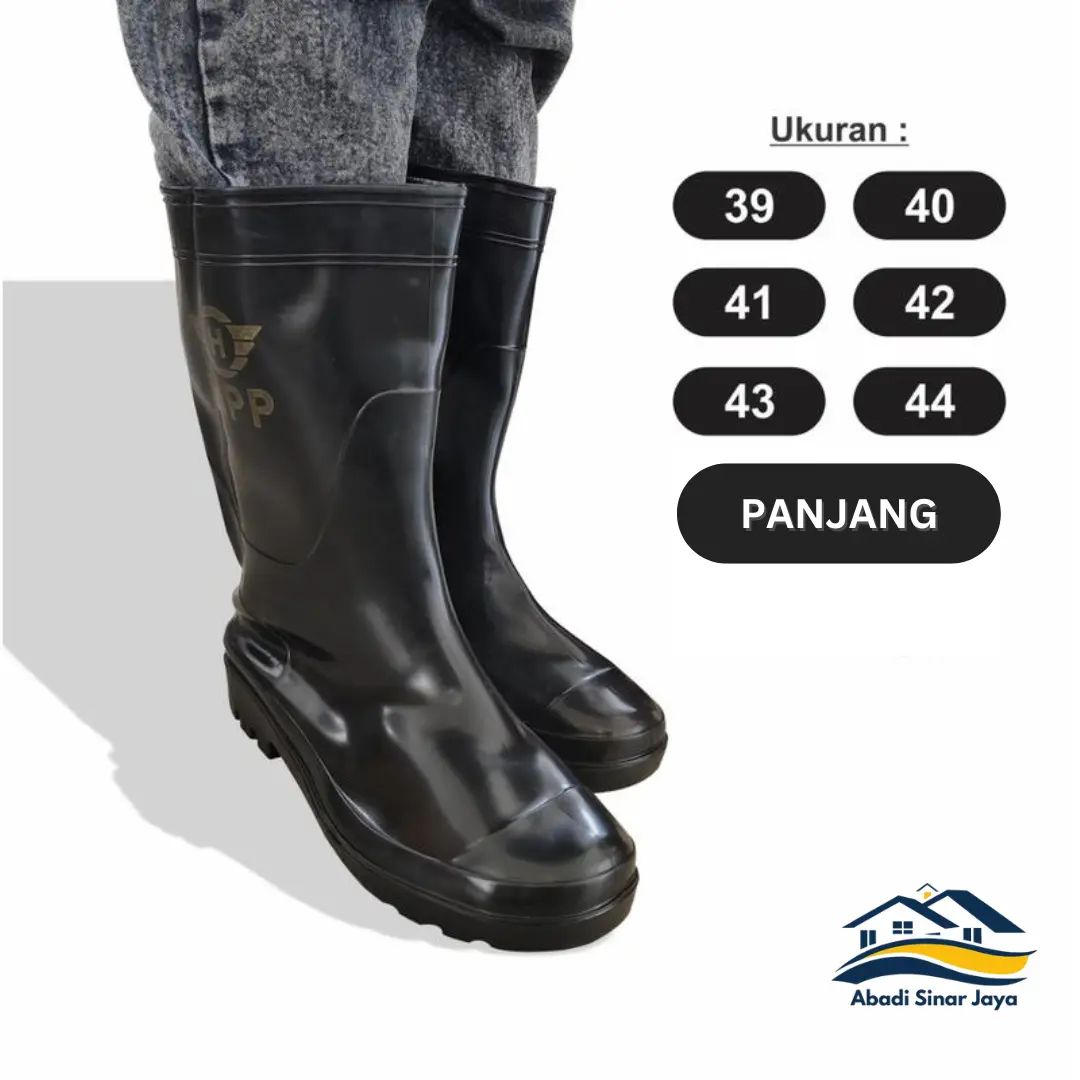 [ASJ] Sepatu Boots PANJANG Hitam / Safety Shoes Boot HPP / Sepatu Boot Kerja Proyek
