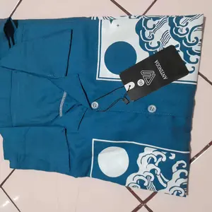 Kemeja Casual Pria Wanita Lengan Pendek Motif SEMN Katun Outfit Santai