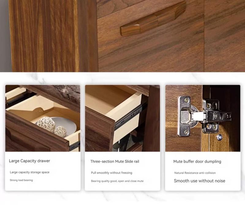 Product Introduction of 【Pre-order】Walnut colored solid wood large capacity shoe cabinet for home use, outdoor hallway, elevator entrance, marble balcony storage cabinet 23