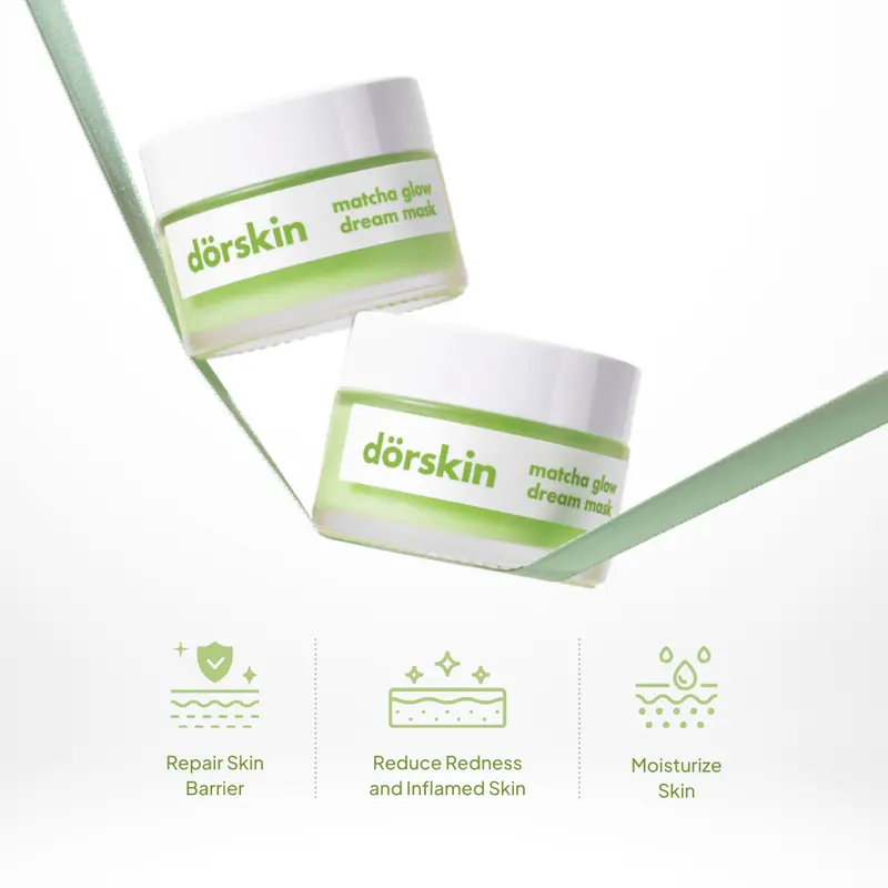 Dorskin Multifungsi Matcha Glow Dream Mask Moisturizer - 3in1 Pelembap Sleeping Mask dan Obat Totol Jerawat dengan Centella Asiatica dan Arbutin 5