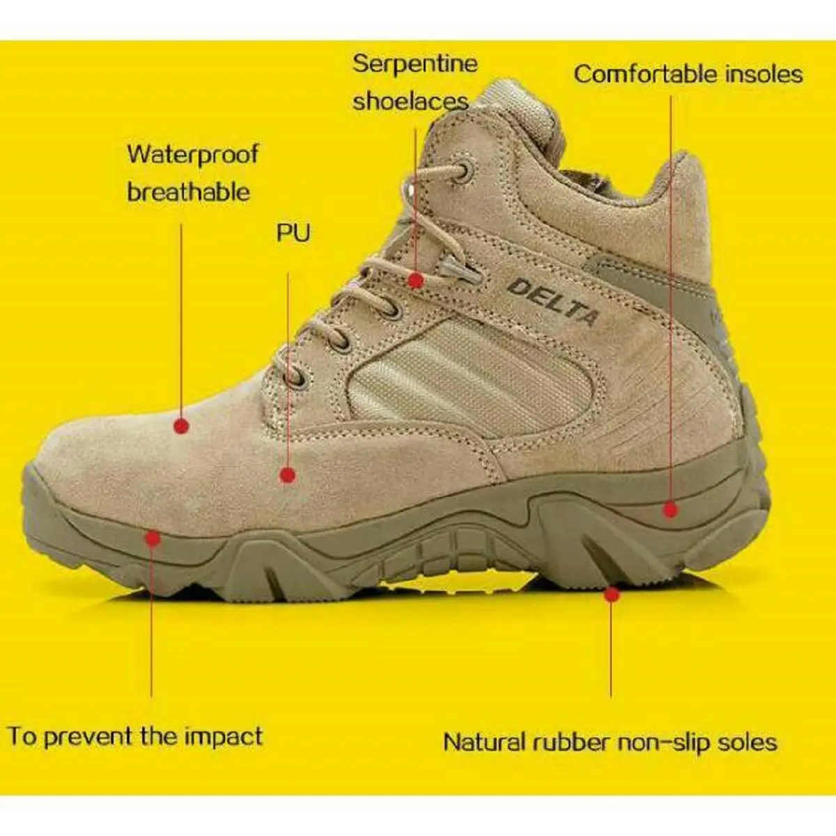 Promo Sepatu Pria Delta Tactikal Gurun Coordura Safety Ujung Besi Murah