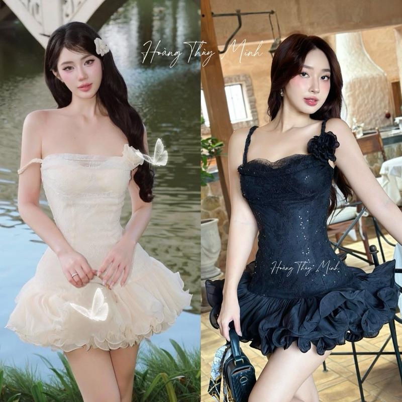  X2- Kèm Hoa Cài  Đầm Công Chúa Thiên Nga Ngắn Cúp Kim Sa Xoè Tùng Bồng Bềnh Nhiều Lớp Xoan Tơ Mịn Phối Ren Lấp Lánh Cao Cấp Sang Trọng KÈM QUẦN -HoangThuyMinhStore97 