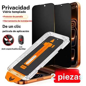 Kit de protector de pantalla de vidrio templado con privacidad, paquete de 2, alineación automática, compatible con iPhone 17 Pro Max/17 Air y la serie 16, cobertura completa