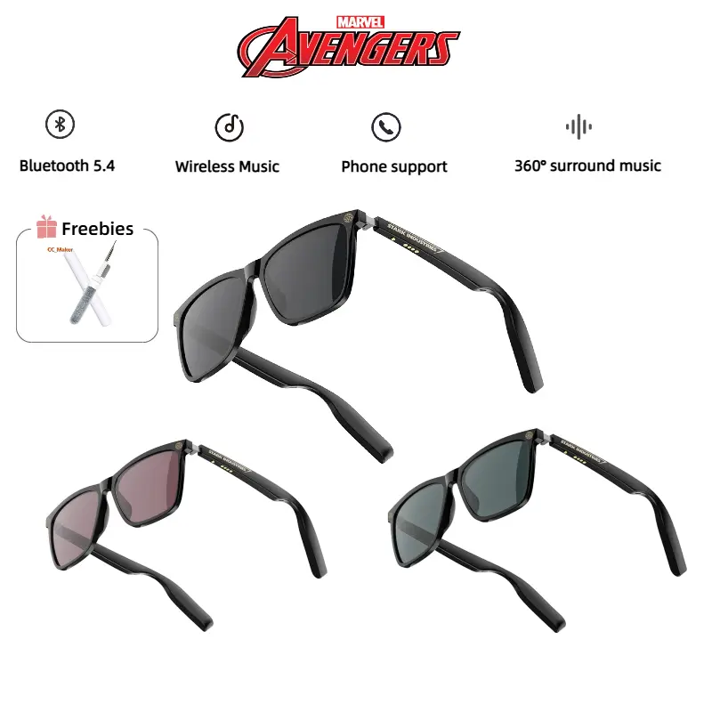 [COD]Cermin Mata Pintar, Marvel QS-G01, Alat Dengar, Bluetooth Tanpa Wayar, Teknologi Anti-Cahaya Biru, Sesuai untuk Muzik, Permainan dan Aktiviti Luar, Cermin Mata Hitam Eyewear Sunglasse Smart Mic Speaker