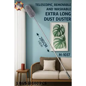 Kemoceng Teleskopik Microfiber 280cm Tarik Tekuk Panjang Alat Pembersih Langit-Langit Rumah